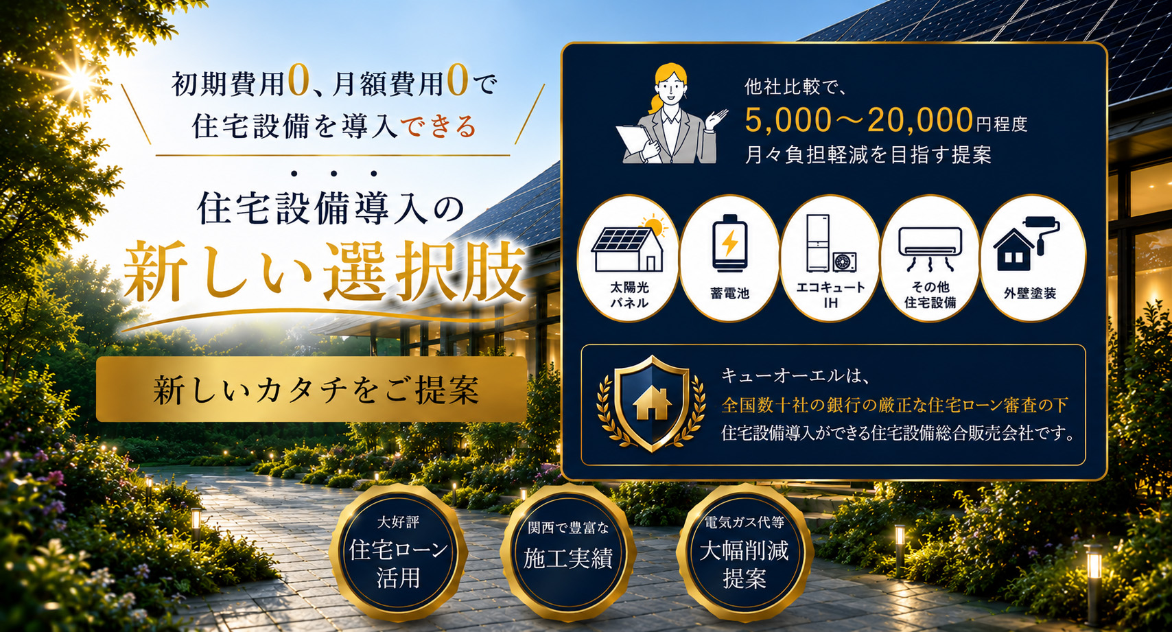 住宅ローン借換を活用した太陽光発電・家庭用蓄電池導入サービス